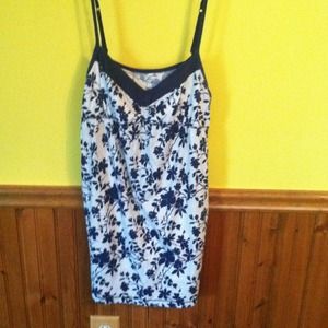 Blue and white floral tank