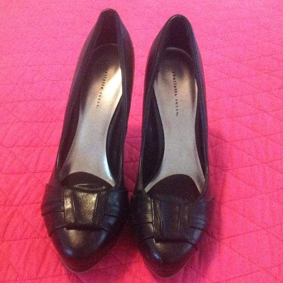 Black closed toe pumps