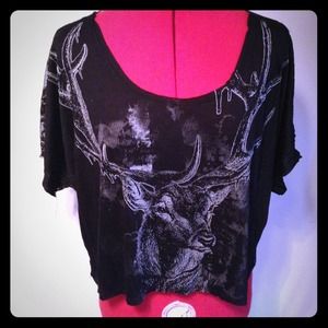 Lip Service Deer Slouch Lace Crop Top Sz S