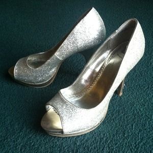 Light gold open toe heels