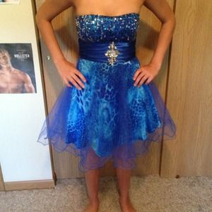 Blue cheetah print homecoming dress!