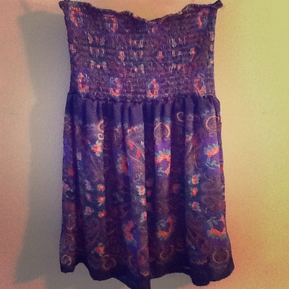 ❤💚💛💙Multicolored Strapless Blouse