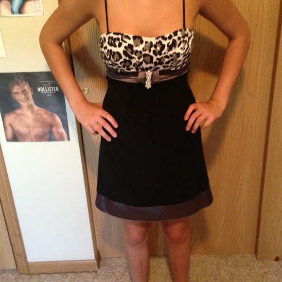 Grey and black cheetah print dress