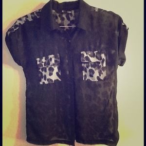 Black and grey leopard see through top!