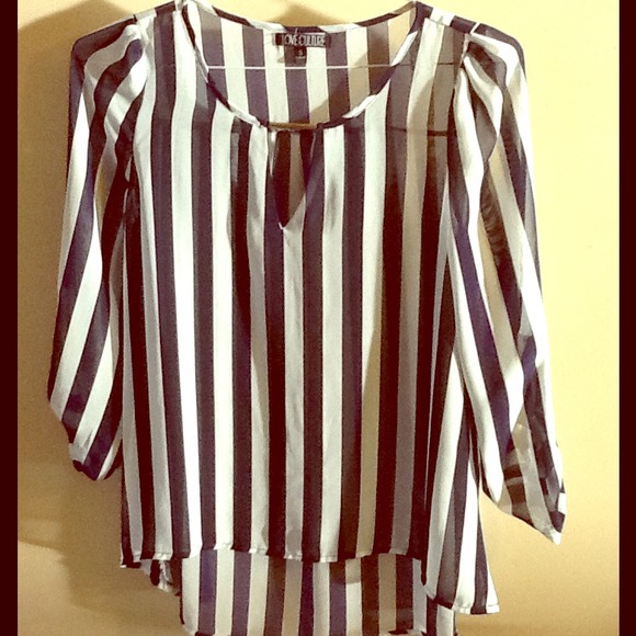 💘💞See through Dark Blue and White Top!