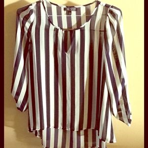 💘💞See through Dark Blue and White Top!