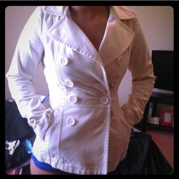 Cream corduroy pea coat.