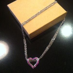 SOLD!!!!14k Sapphire and diamond heart necklace.