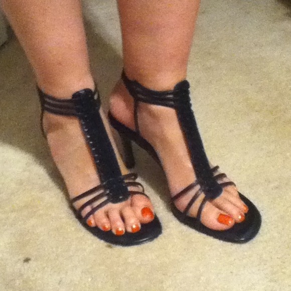 Nine West Black strappy heels