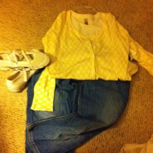 White and yellow lightweight cardigan