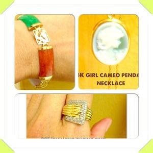 Bundle 14K bracelet😃cameo necklace😊ring