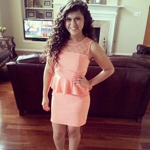 Pastel/Peach Peplum Dress