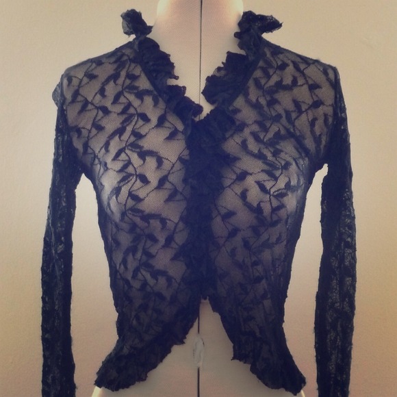 SOLD IN BUNDLE Black Mesh Lace Top