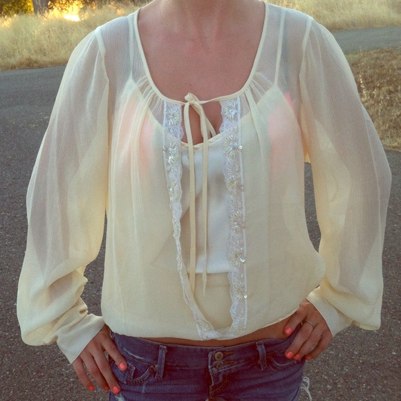 Moda international 100% silk peasant shirt