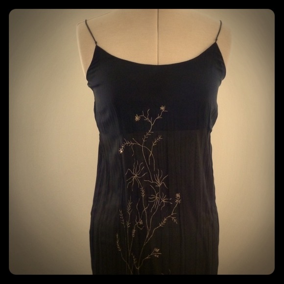 Rozae Nichols Silk and Leather Dress Embroidered