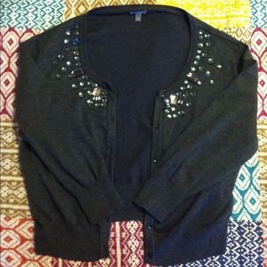 1/4 sleeve bolero sweater w/ rhinestone gems