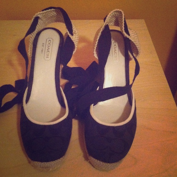 Coach Ankle Tie Wedges, gently used