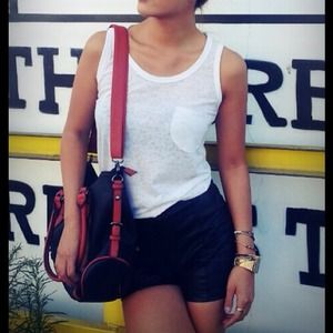 BLACK with Orange strap Bag