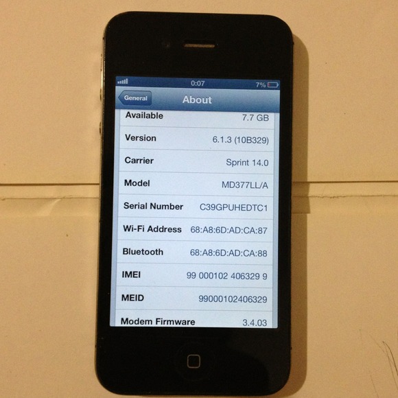 iPhone 4, Sprint Carrier (13.5GB)