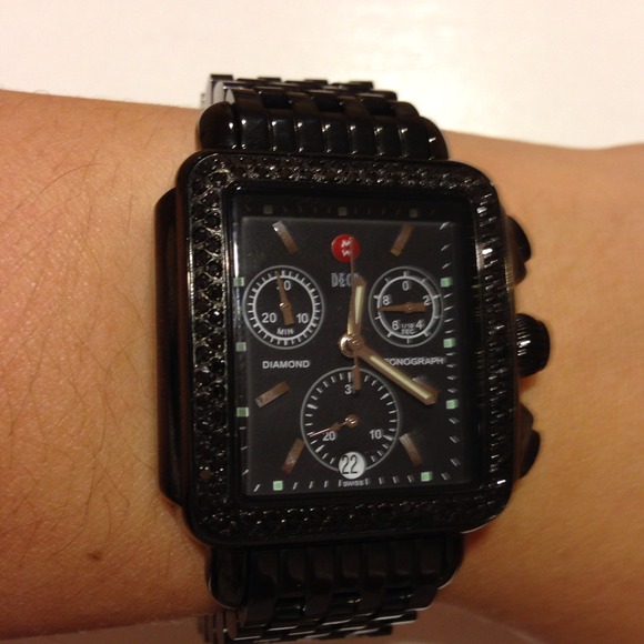 🌹🌹SOLD🌹🌹Michele Black Ceramic Deco Watch
