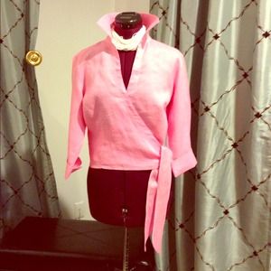 SOLD ALLISON TAYLOR soft pink front cris cross top