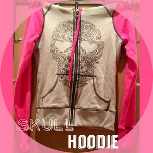 ⬇Reduced⬇ Grey & pink skull hoodie