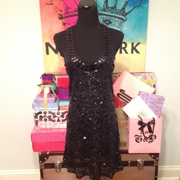 Arden B Sequined Racerback Tank Dress (Size L)