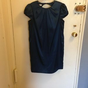 Dark Peacock blue mod style dress with cap sleeves