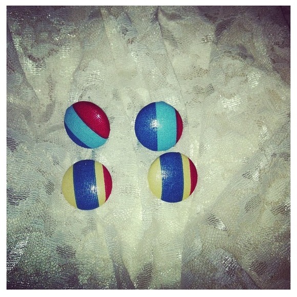 2 pair of handmade fabric button earrings