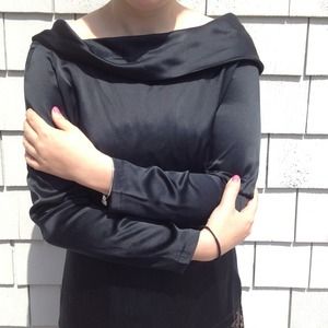 Black silk romantic blouse