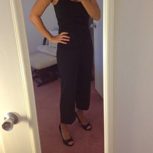Black with pink pinstripe pants