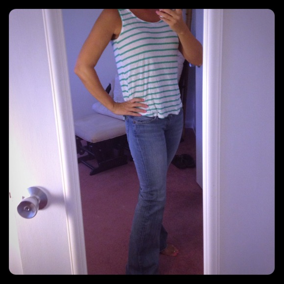 Size Medium turquoise striped tank