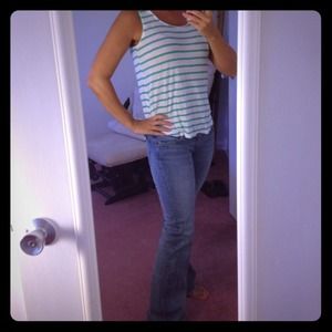 Size Medium turquoise striped tank