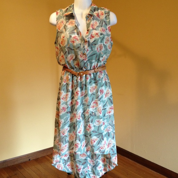 Floral green with brown belt