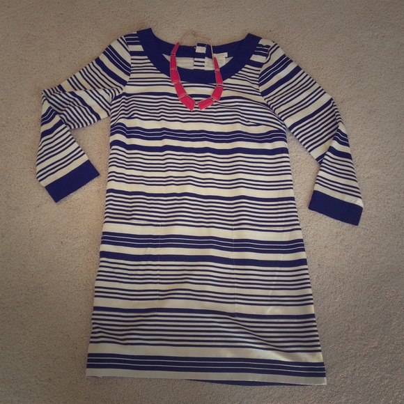 SOLD. Jcrew silk striped dress. Size 6.