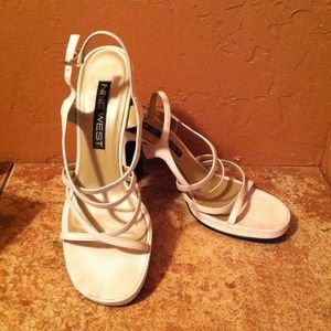 Nine West white strappy heels
