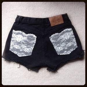 🚫Reserved!🚫High Waisted Black Lace Shorts