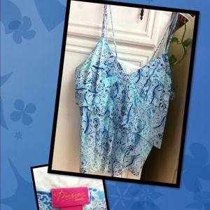 Light blue paisley tiered top