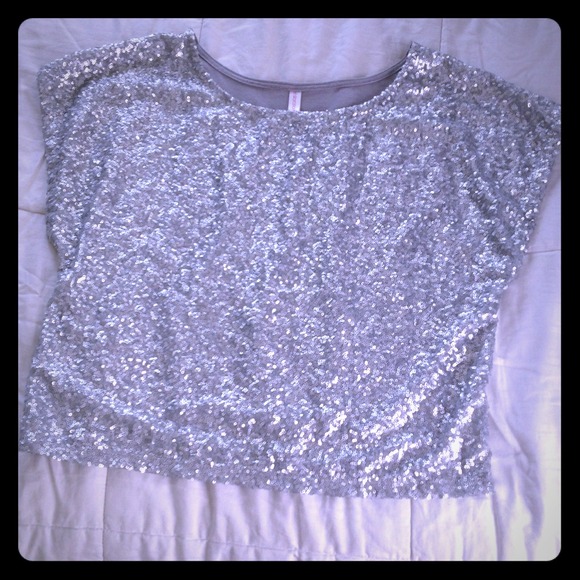 Sequined front silver shirt