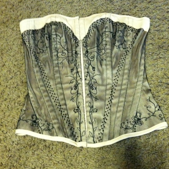 Cream & black corset top
