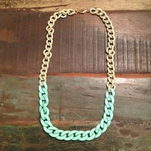 Mint and gold chain necklace