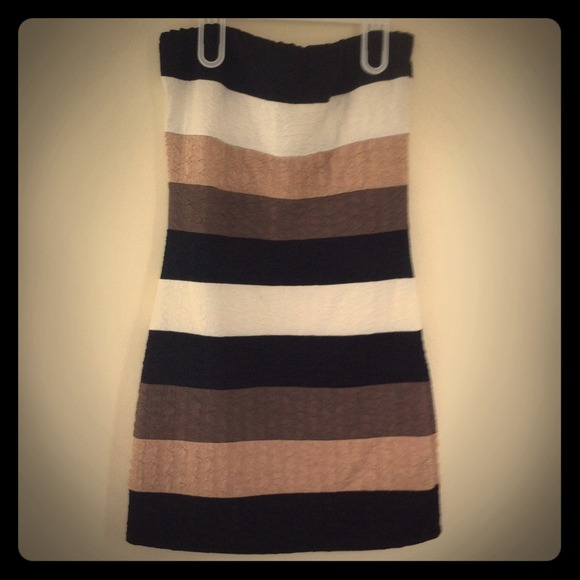 Cream Multi Beige n Blk Dress