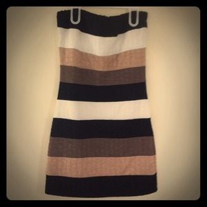 Cream Multi Beige n Blk Dress
