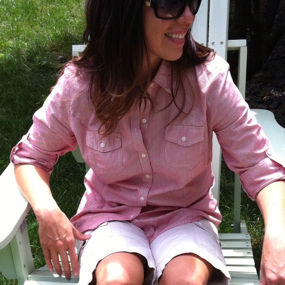 Tommy Hilfiger Red & White Striped Button Down
