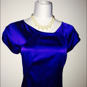 Zac Posen jewel tone silk cocktail dress blue