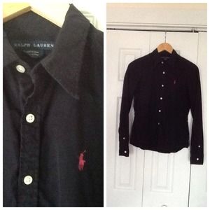 Ralph Lauren long sleeve button down navy blue