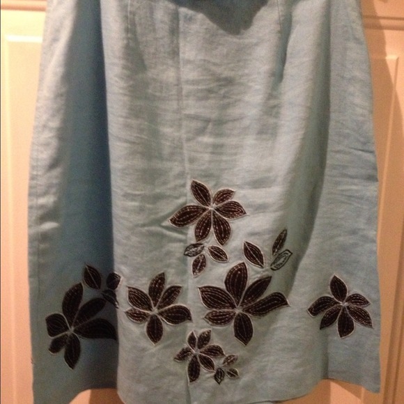 Beautiful light blue with black accent linen skirt