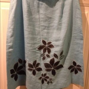 Beautiful light blue with black accent linen skirt