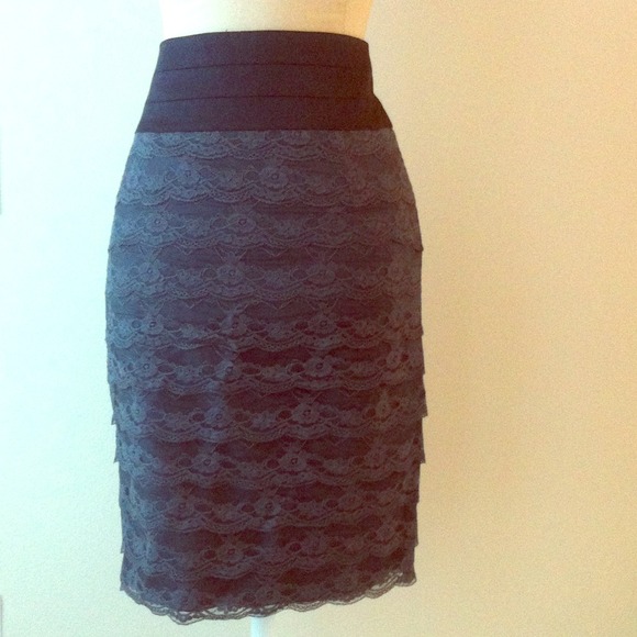 H&M Dresses & Skirts - Brand new H&M lace skirt with black satin band.