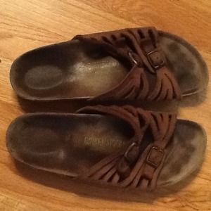 Brown leather Birkenstocks